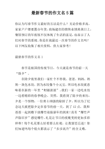 最新春节的作文名5篇