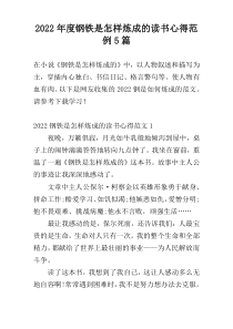 2022年度钢铁是怎样炼成的读书心得范例5篇