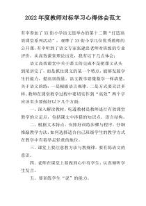2022年度教师对标学习心得体会范文