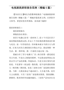 电视剧我辞职报告范例（精编5篇）