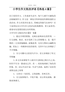 小学生作文批改评语【热选4篇】
