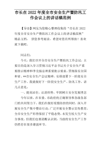 市长在2022年度全市安全生产暨防汛工作会议上的讲话稿范例