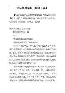 团队感言简短【精选4篇】