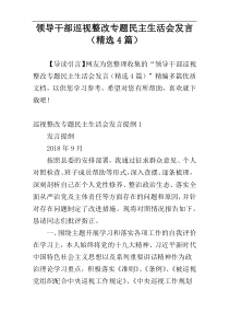 领导干部巡视整改专题民主生活会发言（精选4篇）