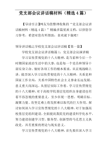 党支部会议讲话稿材料（精选4篇）