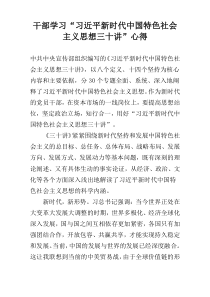 干部学习“习近平新时代中国特色社会主义思想三十讲”心得