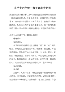 小学生六年级三节主题班会简报