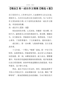 【精品】高一成长作文锦集【精选4篇】