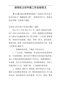 信用社主任年度工作总结范文