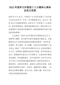 2022年度学习共青团十八大精神心得体会范文范例