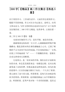 [500字]【精品】高二作文集合【热选5篇】