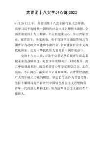 共青团十八大学习心得2022