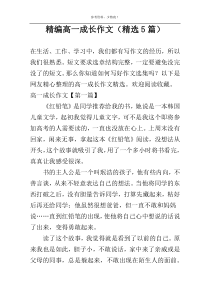精编高一成长作文（精选5篇）