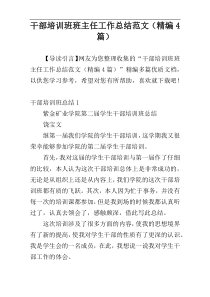 干部培训班班主任工作总结范文（精编4篇）