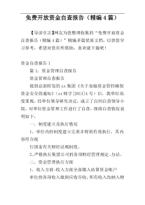 免费开放资金自查报告（精编4篇）