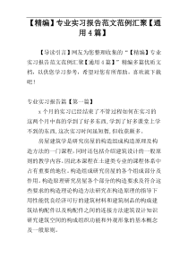 【精编】专业实习报告范文范例汇聚【通用4篇】