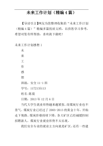 未来工作计划（精编4篇）