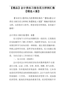 【精品】会计类实习报告范文样例汇集【精选4篇】