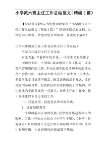 小学流六班主任工作总结范文（精编3篇）