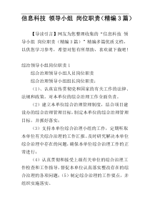 信息科技 领导小组 岗位职责（精编3篇）