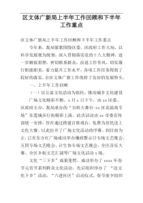 区文体广新局上半年工作回顾和下半年工作重点