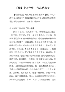 【精】个人年终工作总结范文