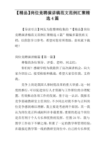 【精品】岗位竞聘演讲稿范文范例汇聚精选4篇