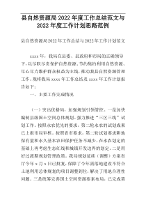 县自然资源局2022年度工作总结范文与2022年度工作计划思路范例