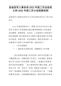 县退役军人事务局2022年度工作总结范文和2022年度工作计划思路范例