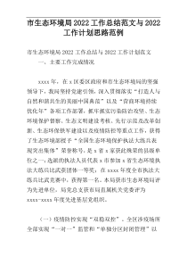 市生态环境局2022工作总结范文与2022工作计划思路范例
