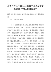 综合行政执法局2022年度工作总结范文及2022年度工作计划范例