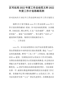 区司法局2022年度工作总结范文和2022年度工作计划思路范例