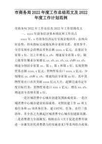 市商务局2022年度工作总结范文及2022年度工作计划范例