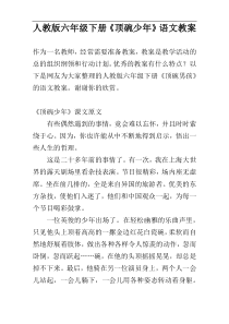 人教版六年级下册《顶碗少年》语文教案