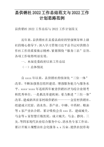 县供销社2022工作总结范文与2022工作计划思路范例