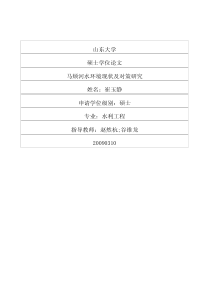 马颊河水环境现状及对策研究