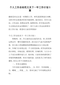 个人工作总结范文及下一年工作计划5篇