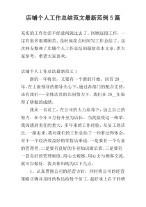 店铺个人工作总结范文最新范例5篇