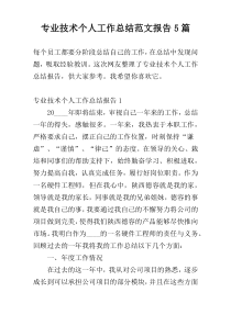 专业技术个人工作总结范文报告5篇