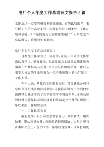 电厂个人年度工作总结范文报告5篇