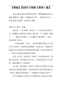 【精编】团结作文锦集【推荐4篇】
