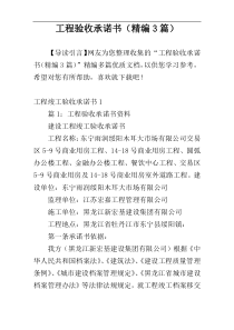 工程验收承诺书（精编3篇）