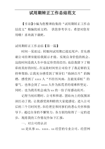 试用期转正工作总结范文