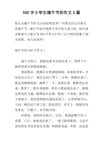 【500字】小学生端午节的作文5篇