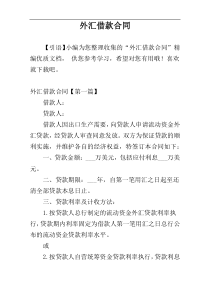 外汇借款合同