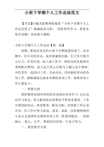 小班下学期个人工作总结范文