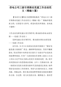 供电公司三级引领推动党建工作总结范文（精编5篇）