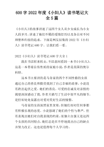 【600字】2022年度《小妇人》读书笔记大全5篇