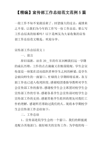【精编】宣传部工作总结范文范例5篇