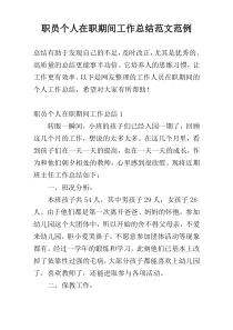 职员个人在职期间工作总结范文范例